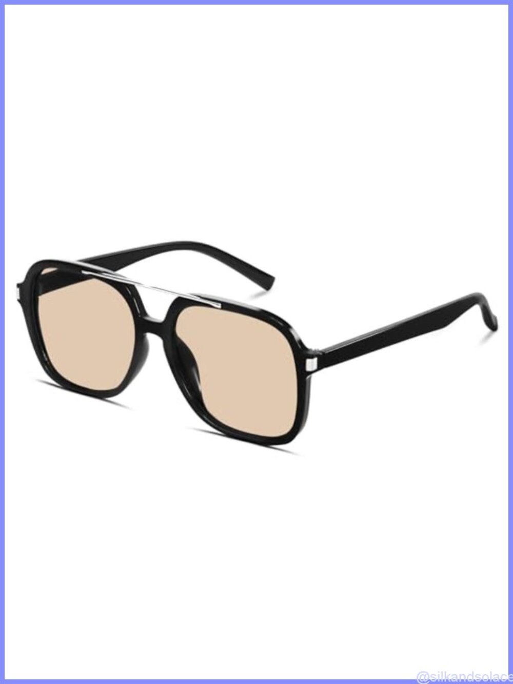 Retro Square Aviator Sunglasses with Metal Top Bar 58mm